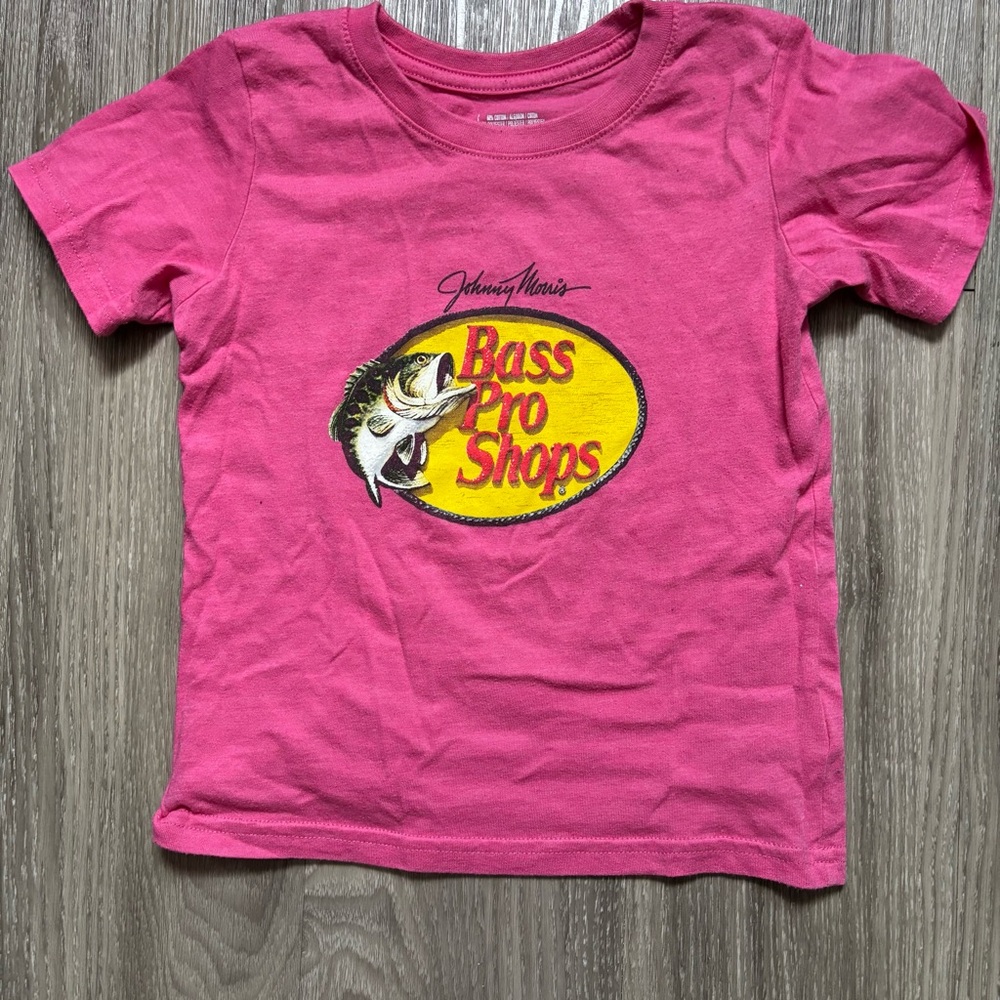 Bass Pro Shops Hot Pink Kids Logo Tee with Yellow Crest